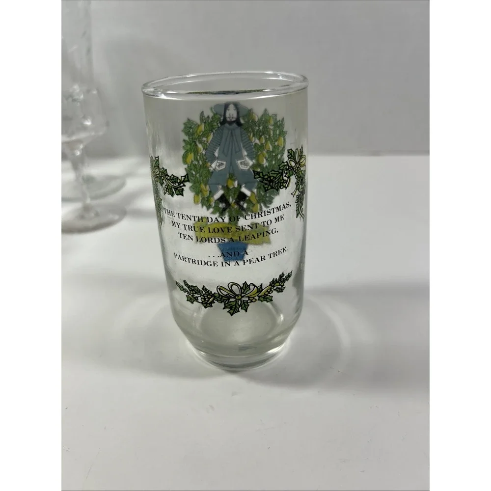 Vintage 12 Days Of Christmas 10th Day Water Glass‎